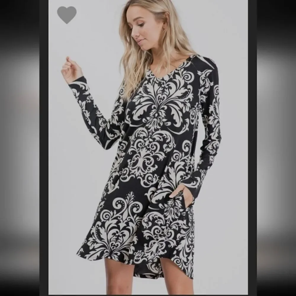Chic soul Black and white paisley swing dress with pockets Sz XXL - Picture 2 of 11